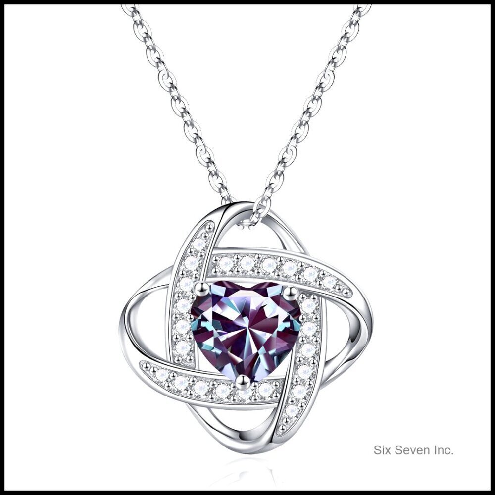 Sterling Silver Love Knot Birthstone Necklace Elegant Dainty Pendant Jewelry